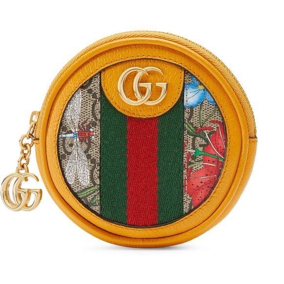 Gucci GG Flora Ophidia Coin Purse in Yellow - Picture 1 of 5
